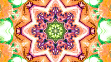 Soyut boya fırça mürekkep patlayabilir formanın düzgün kavramı simetrik desen süs dekoratif Kaleidoscope hareketi geometrik daire ve yıldız şekiller