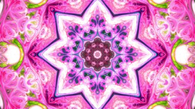 Soyut boya fırça mürekkep patlayabilir formanın düzgün kavramı simetrik desen süs dekoratif Kaleidoscope hareketi geometrik daire ve yıldız şekiller