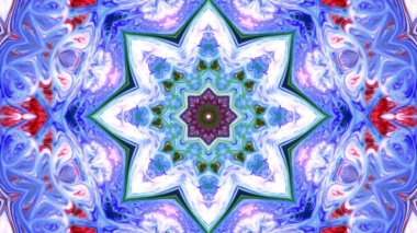 Soyut boya fırça mürekkep patlayabilir formanın düzgün kavramı simetrik desen süs dekoratif Kaleidoscope hareketi geometrik daire ve yıldız şekiller