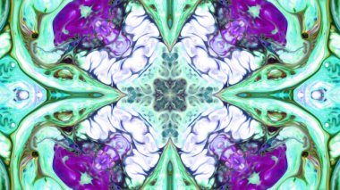 Soyut boya fırça mürekkep patlayabilir formanın düzgün kavramı simetrik desen süs dekoratif Kaleidoscope hareketi geometrik daire ve yıldız şekiller