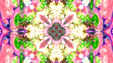 Soyut boya fırça mürekkep patlayabilir formanın düzgün kavramı simetrik desen süs dekoratif Kaleidoscope hareketi geometrik daire ve yıldız şekiller