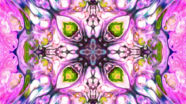 Soyut boya fırça mürekkep patlayabilir formanın düzgün kavramı simetrik desen süs dekoratif Kaleidoscope hareketi geometrik daire ve yıldız şekiller