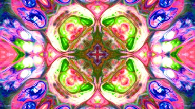 Soyut boya fırça mürekkep patlayabilir formanın düzgün kavramı simetrik desen süs dekoratif Kaleidoscope hareketi geometrik daire ve yıldız şekiller