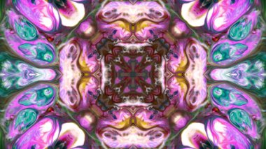 Soyut boya fırça mürekkep patlayabilir formanın düzgün kavramı simetrik desen süs dekoratif Kaleidoscope hareketi geometrik daire ve yıldız şekiller