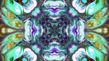 Soyut boya fırça mürekkep patlayabilir formanın düzgün kavramı simetrik desen süs dekoratif Kaleidoscope hareketi geometrik daire ve yıldız şekiller