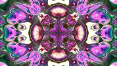 Soyut boya fırça mürekkep patlayabilir formanın düzgün kavramı simetrik desen süs dekoratif Kaleidoscope hareketi geometrik daire ve yıldız şekiller