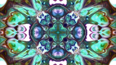 Soyut boya fırça mürekkep patlayabilir formanın düzgün kavramı simetrik desen süs dekoratif Kaleidoscope hareketi geometrik daire ve yıldız şekiller