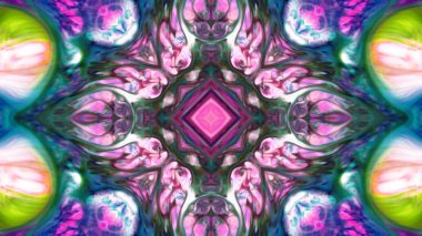 Soyut boya fırça mürekkep patlayabilir formanın düzgün kavramı simetrik desen süs dekoratif Kaleidoscope hareketi geometrik daire ve yıldız şekiller