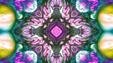 Soyut boya fırça mürekkep patlayabilir formanın düzgün kavramı simetrik desen süs dekoratif Kaleidoscope hareketi geometrik daire ve yıldız şekiller