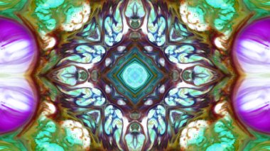 Soyut boya fırça mürekkep patlayabilir formanın düzgün kavramı simetrik desen süs dekoratif Kaleidoscope hareketi geometrik daire ve yıldız şekiller