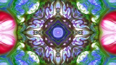 Soyut boya fırça mürekkep patlayabilir formanın düzgün kavramı simetrik desen süs dekoratif Kaleidoscope hareketi geometrik daire ve yıldız şekiller