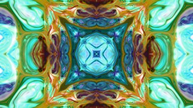 Soyut boya fırça mürekkep patlayabilir formanın düzgün kavramı simetrik desen süs dekoratif Kaleidoscope hareketi geometrik daire ve yıldız şekiller