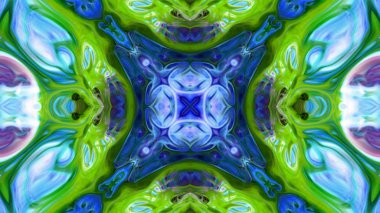 Soyut boya fırça mürekkep patlayabilir formanın düzgün kavramı simetrik desen süs dekoratif Kaleidoscope hareketi geometrik daire ve yıldız şekiller