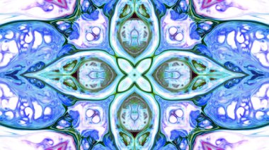 Soyut boya fırça mürekkep patlayabilir formanın düzgün kavramı simetrik desen süs dekoratif Kaleidoscope hareketi geometrik daire ve yıldız şekiller