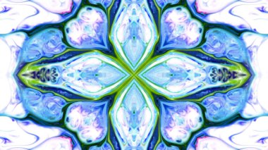 Soyut boya fırça mürekkep patlayabilir formanın düzgün kavramı simetrik desen süs dekoratif Kaleidoscope hareketi geometrik daire ve yıldız şekiller