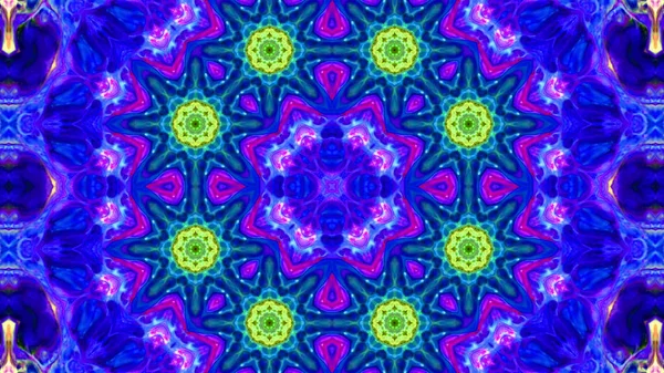 Soyut boya fırça mürekkep patlayabilir formanın düzgün kavramı simetrik desen süs dekoratif Kaleidoscope hareketi geometrik daire ve yıldız şekiller