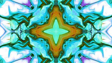 Soyut boya fırça mürekkep patlayabilir formanın düzgün kavramı simetrik desen süs dekoratif Kaleidoscope hareketi geometrik daire ve yıldız şekiller