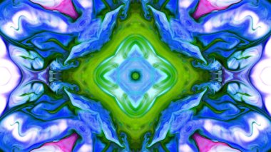 Soyut boya fırça mürekkep patlayabilir formanın düzgün kavramı simetrik desen süs dekoratif Kaleidoscope hareketi geometrik daire ve yıldız şekiller