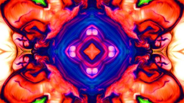 Soyut boya fırça mürekkep patlayabilir formanın düzgün kavramı simetrik desen süs dekoratif Kaleidoscope hareketi geometrik daire ve yıldız şekiller