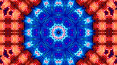 Soyut boya fırça mürekkep patlayabilir formanın düzgün kavramı simetrik desen süs dekoratif Kaleidoscope hareketi geometrik daire ve yıldız şekiller