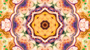 Soyut boya fırça mürekkep patlayabilir formanın düzgün kavramı simetrik desen süs dekoratif Kaleidoscope hareketi geometrik daire ve yıldız şekiller