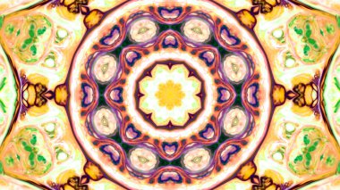 Soyut boya fırça mürekkep patlayabilir formanın düzgün kavramı simetrik desen süs dekoratif Kaleidoscope hareketi geometrik daire ve yıldız şekiller