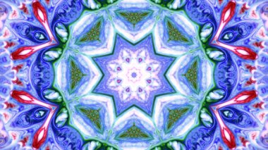 Soyut boya fırça mürekkep patlayabilir formanın düzgün kavramı simetrik desen süs dekoratif Kaleidoscope hareketi geometrik daire ve yıldız şekiller