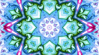 Soyut boya fırça mürekkep patlayabilir formanın düzgün kavramı simetrik desen süs dekoratif Kaleidoscope hareketi geometrik daire ve yıldız şekiller