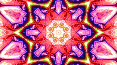 Soyut boya fırça mürekkep patlayabilir formanın düzgün kavramı simetrik desen süs dekoratif Kaleidoscope hareketi geometrik daire ve yıldız şekiller