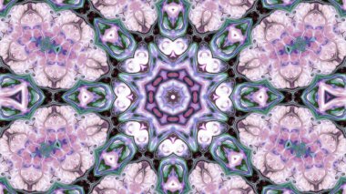 Soyut boya fırça mürekkep patlayabilir formanın düzgün kavramı simetrik desen süs dekoratif Kaleidoscope hareketi geometrik daire ve yıldız şekiller