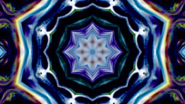 Soyut boya fırça mürekkep patlayabilir formanın düzgün kavramı simetrik desen süs dekoratif Kaleidoscope hareketi geometrik daire ve yıldız şekiller