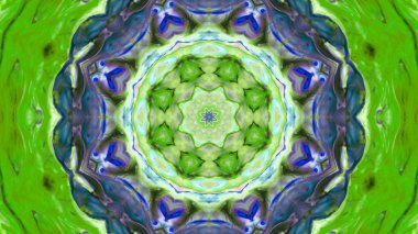 Soyut boya fırça mürekkep patlayabilir formanın düzgün kavramı simetrik desen süs dekoratif Kaleidoscope hareketi geometrik daire ve yıldız şekiller