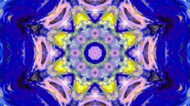 Soyut boya fırça mürekkep patlayabilir formanın düzgün kavramı simetrik desen süs dekoratif Kaleidoscope hareketi geometrik daire ve yıldız şekiller