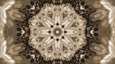 Soyut boya fırça mürekkep patlayabilir formanın düzgün kavramı simetrik desen süs dekoratif Kaleidoscope hareketi geometrik daire ve yıldız şekiller