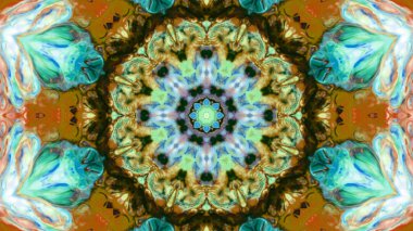 Soyut boya fırça mürekkep patlayabilir formanın düzgün kavramı simetrik desen süs dekoratif Kaleidoscope hareketi geometrik daire ve yıldız şekiller