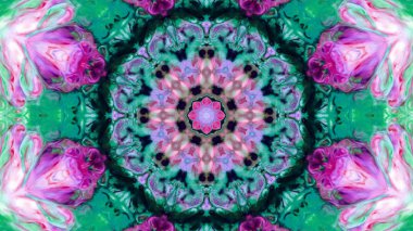 Soyut boya fırça mürekkep patlayabilir formanın düzgün kavramı simetrik desen süs dekoratif Kaleidoscope hareketi geometrik daire ve yıldız şekiller