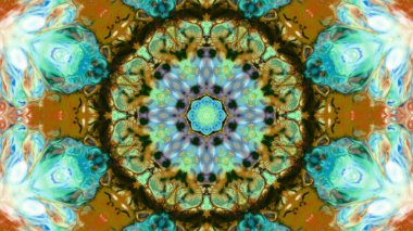 Soyut boya fırça mürekkep patlayabilir formanın düzgün kavramı simetrik desen süs dekoratif Kaleidoscope hareketi geometrik daire ve yıldız şekiller