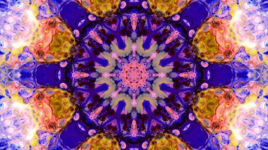 Soyut boya fırça mürekkep patlayabilir formanın düzgün kavramı simetrik desen süs dekoratif Kaleidoscope hareketi geometrik daire ve yıldız şekiller