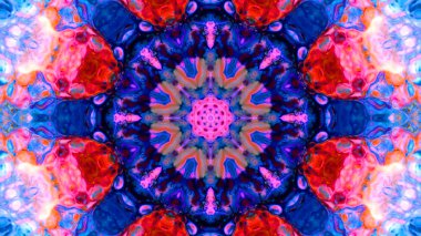 Soyut boya fırça mürekkep patlayabilir formanın düzgün kavramı simetrik desen süs dekoratif Kaleidoscope hareketi geometrik daire ve yıldız şekiller