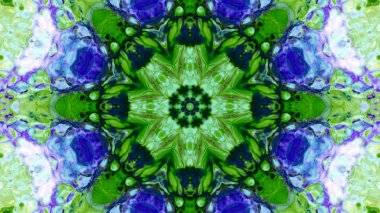 Soyut boya fırça mürekkep patlayabilir formanın düzgün kavramı simetrik desen süs dekoratif Kaleidoscope hareketi geometrik daire ve yıldız şekiller