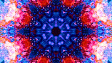 Soyut boya fırça mürekkep patlayabilir formanın düzgün kavramı simetrik desen süs dekoratif Kaleidoscope hareketi geometrik daire ve yıldız şekiller