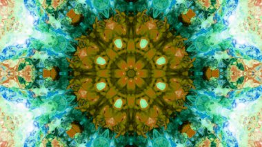 Soyut boya fırça mürekkep patlayabilir formanın düzgün kavramı simetrik desen süs dekoratif Kaleidoscope hareketi geometrik daire ve yıldız şekiller