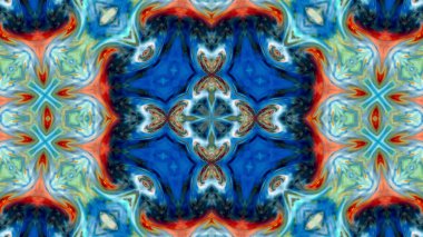 Soyut boya fırça mürekkep patlayabilir formanın düzgün kavramı simetrik desen süs dekoratif Kaleidoscope hareketi geometrik daire ve yıldız şekiller