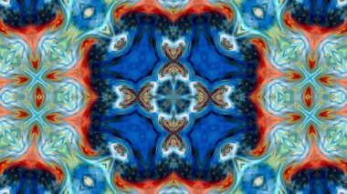 Soyut boya fırça mürekkep patlayabilir formanın düzgün kavramı simetrik desen süs dekoratif Kaleidoscope hareketi geometrik daire ve yıldız şekiller