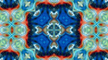 Soyut boya fırça mürekkep patlayabilir formanın düzgün kavramı simetrik desen süs dekoratif Kaleidoscope hareketi geometrik daire ve yıldız şekiller