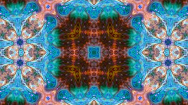 Soyut boya fırça mürekkep patlayabilir formanın düzgün kavramı simetrik desen süs dekoratif Kaleidoscope hareketi geometrik daire ve yıldız şekiller