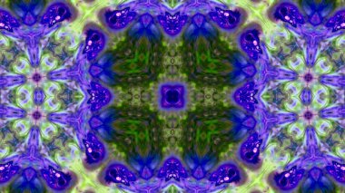 Soyut boya fırça mürekkep patlayabilir formanın düzgün kavramı simetrik desen süs dekoratif Kaleidoscope hareketi geometrik daire ve yıldız şekiller