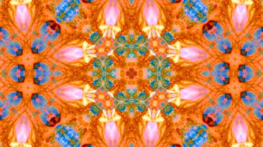 Soyut boya fırça mürekkep patlayabilir formanın düzgün kavramı simetrik desen süs dekoratif Kaleidoscope hareketi geometrik daire ve yıldız şekiller