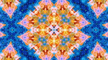 Soyut boya fırça mürekkep patlayabilir formanın düzgün kavramı simetrik desen süs dekoratif Kaleidoscope hareketi geometrik daire ve yıldız şekiller