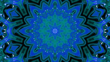 Soyut boya fırça mürekkep patlayabilir formanın düzgün kavramı simetrik desen süs dekoratif Kaleidoscope hareketi geometrik daire ve yıldız şekiller